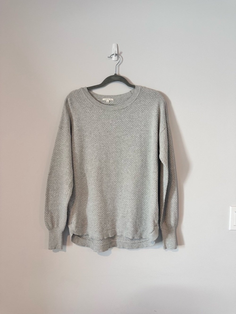 Anthropologie Matty M Gray Textured Knit Sweater Women’s Crew Neck - Picture 3 of 11